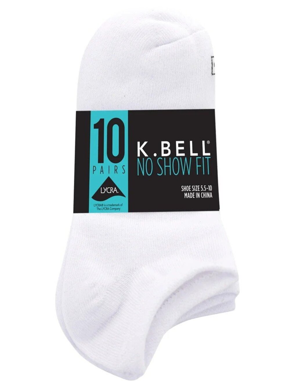 🧦 K. Bell Women's White No-Show Socks — 10 Pair Bundle | New